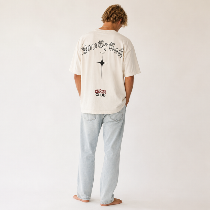 Son of God Graphic Tee — Christian Faith Back Print Oversized Boxy T‑Shirt